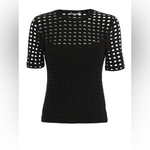 NWT T by Alexander Wang Black Cut-out Jersey T-shirt Sz M